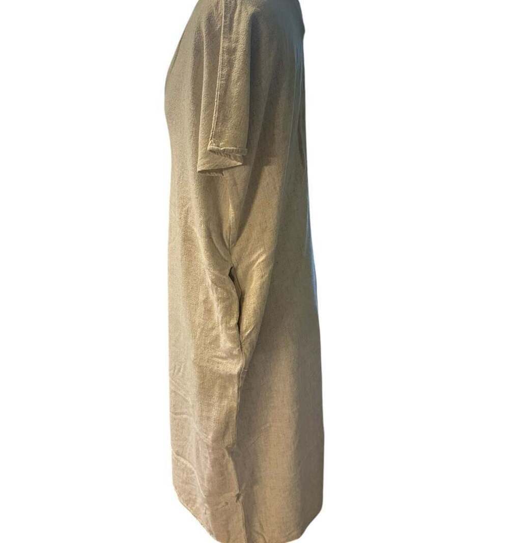 P. CILL V-Neck Short Sleeve Midi Dress in Taupe - Picture 2 of 8
